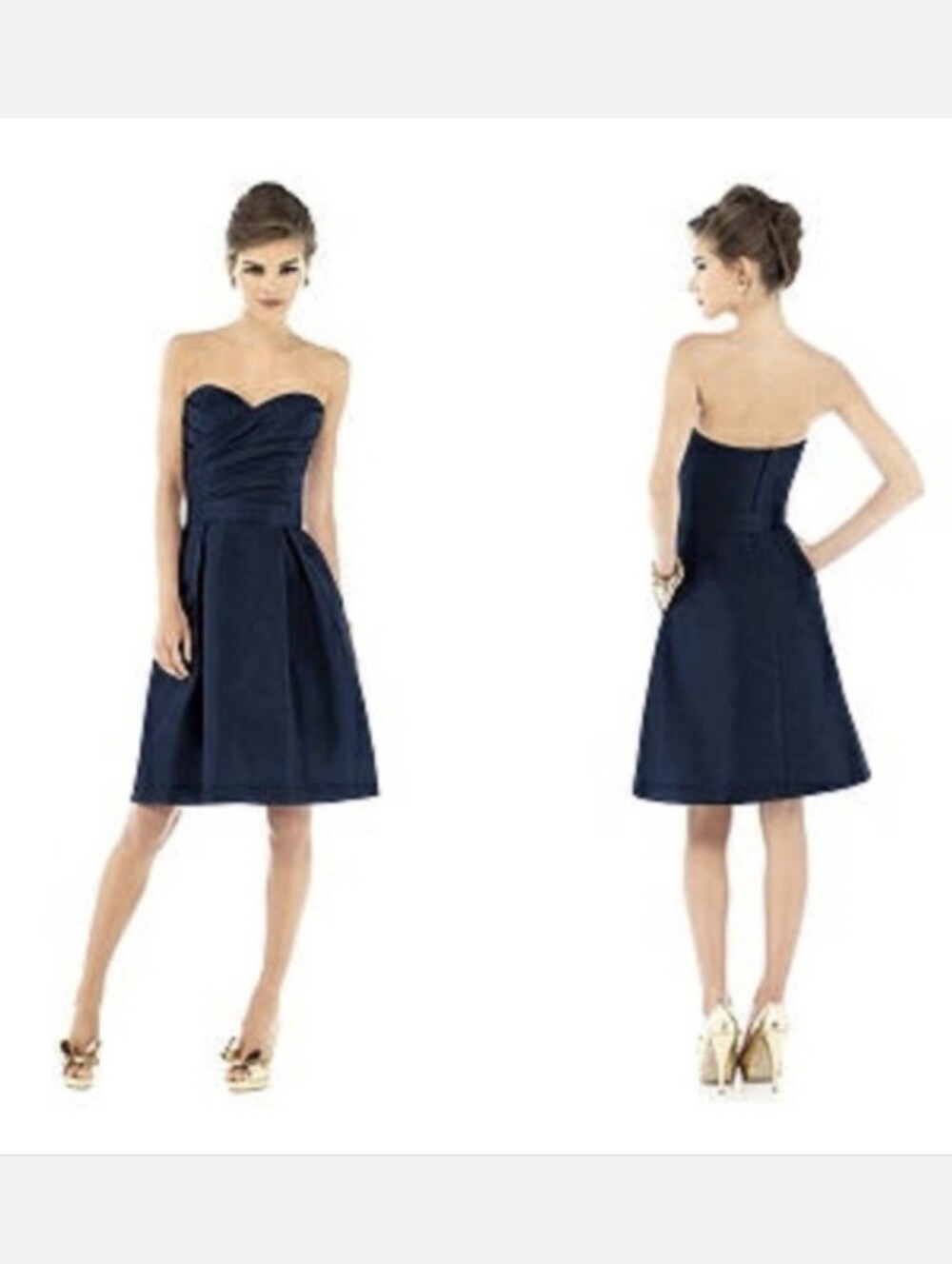 Alfred Sung NWT Jenny Midnight Blue Strapless Mini Cocktail Bridesmaid Dress